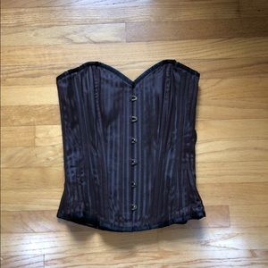 BROWN SATIN CORSET TOP
